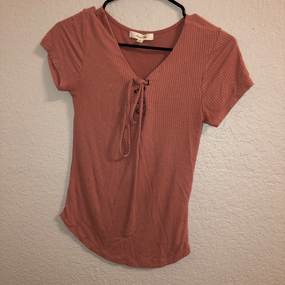 Mauve lace up top